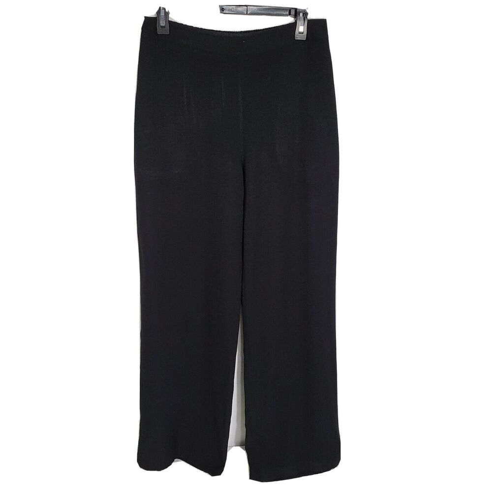 Coldwater Creek Womens Pants Small Black Pull On Relaxed Fit Wide Leg Pockets